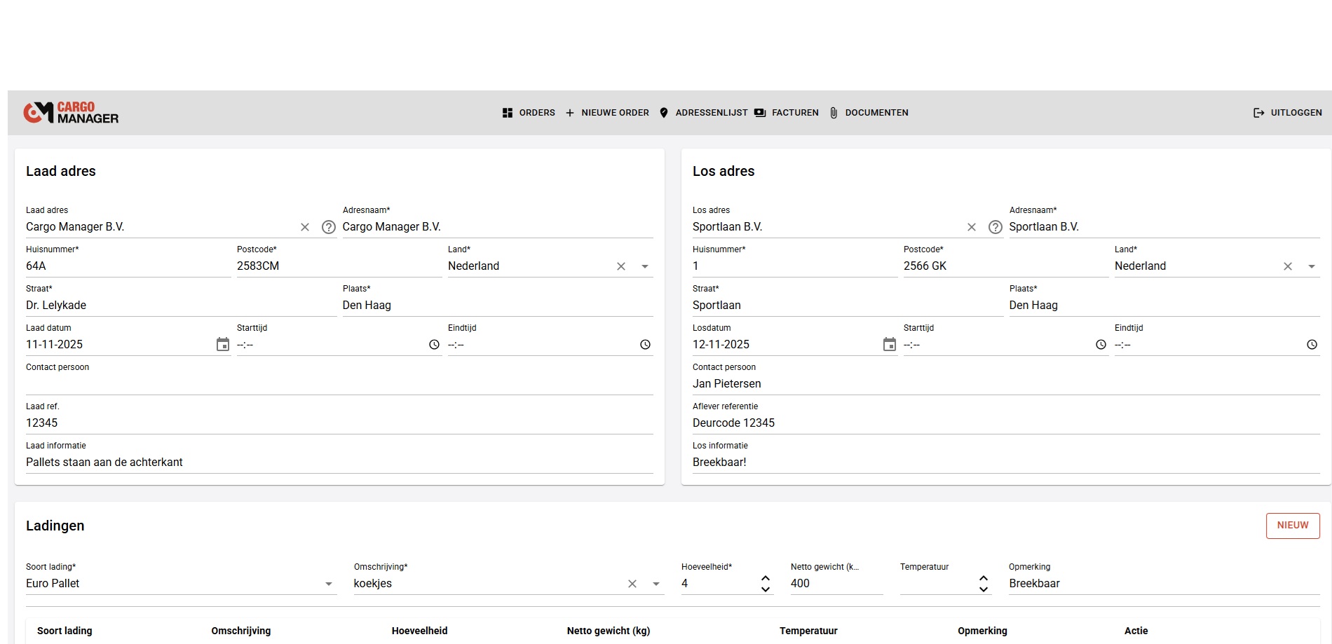 Klantportaal in Cargo Manager